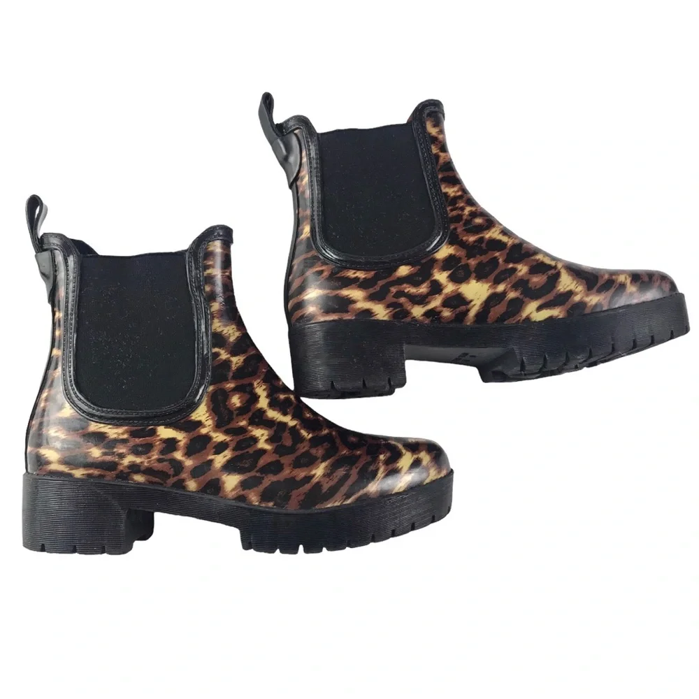Jeffrey Campbell Cloudy Leopard Chelsea Platform Rain Lug Sole Boot Wome…
